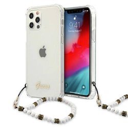 [10 + 1] GUESS GUHCP12MKPSWH HARD CASE TRANSPARENT WHITE PEARL IPHONE 12/12 PRO