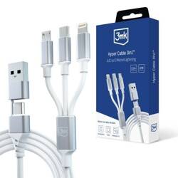 3MK HYPER CABLE 3IN1 USB-A/USB-C - USB-C/MICRO/LIGHTNING 1.5M WHITE/WHITE CABLE