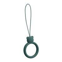 A SILICONE LANYARD FOR A PHONE BEAR RING ON A FINGER BOTTLE GREEN