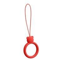 A SILICONE LANYARD FOR A PHONE BEAR RING ON A FINGER RED