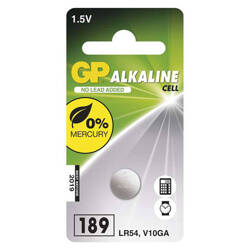 ALKALINE BATTERY AG10 LR54 LR1130 V10GA 1.5V GP BLISTER 1 PACK