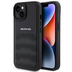 AMG AMHCP15MGSEBK IPHONE 15 PLUS / 14 PLUS 6.7 "BLACK / BLACK HARDCASE LEATHER DEBOSSED LINES