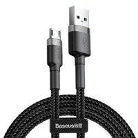 BASEUS CAFULE CABLE DURABLE NYLON BRAIDED WIRE USB / MICRO USB QC3.0 1.5A 2M BLACK-GREY (CAMKLF-CG1)