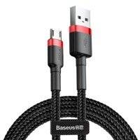 BASEUS CAFULE CABLE DURABLE NYLON BRAIDED WIRE USB / MICRO USB QC3.0 2.4A 1M BLACK-RED (CAMKLF-B91)