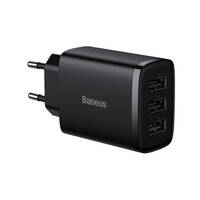 BASEUS COMPACT CHARGER 3X USB 17W BLACK (CCXJ020101)