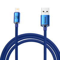 BASEUS CRYSTAL SHINE SERIES FAST CHARGING DATA CABLE USB TYPE A TO LIGHTNING 2.4A 2M BLUE (CAJY000103)