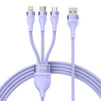 BASEUS FLASH SERIES Ⅱ 3IN1 FAST CHARGING CABLE USB-A TO USB-C / MICRO-USB / LIGHTNING 66W 480MBPS 1.2M PURPLE