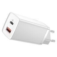 BASEUS GAN2 LITE FAST WALL CHARGER 65W USB / USB TYP C QUICK CHARGE 3.0 POWER DELIVERY (GALLIUM NITRIDE) WHITE (CCGAN2L-B02)