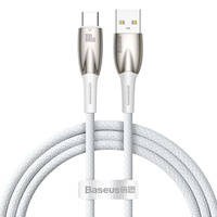 BASEUS GLIMMER SERIES FAST CHARGING CABLE USB-A - USB-C 100W 480MBPS 1M WHITE