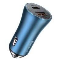 BASEUS GOLDEN CONTACTOR PRO FAST USB CAR CHARGER TYPE C / USB 40 W POWER DELIVERY 3.0 QUICK CHARGE 4+ SCP FCP AFC BLUE (CCJD-03)