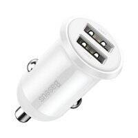 BASEUS GRAIN PRO CAR CHARGER 2X USB 4.8 A WHITE (CCALLP-02)