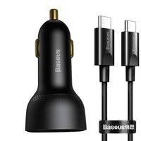 BASEUS SUPERME FAST CAR CHARGER USB / USB TYP C 100W PPS QUICK CHARGE POWER DELIVERY + USB TYP C CABLE 100W (20V/5A) 1M BLACK (TZCCZX-01)