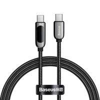 BASEUS USB TYPE C - USB TYPE C CABLE 100 W (20 V / 5 A) 1 M POWER DELIVERY WITH DISPLAY SCREEN POWER METER BLACK (CATSK-B01)