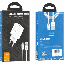 BLUE POWER WALL CHARGER BMBA52A GAMBLE 10.5W + WHITE MICRO USB CABLE