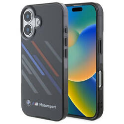 BMW BMHCP16S23HTRAK iPhone 16 6.1"        czarny/black hardcase Motorsport IML Random Stripes