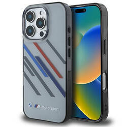 BMW BMHCP16X23HTRAG iPhone 16 Pro Max     6.9" szary/grey hardcase Motorsport IML Random Stripes