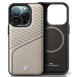 BMW BMHMP16L23RDCLG iPhone 16 Pro 6.3" szary/grey hardcase Sign Leather Textured and Line MagSafe