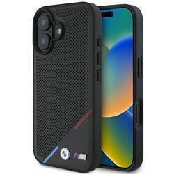 BMW BMHMP16S23PUPDK iPhone 16 6.1" czarny/black hardcase M Perforated Tricolor Line MagSafe