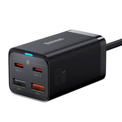 Baseus ładowarka sieciowa GaN3 Pro PD 65W 2x USB-C 2x USB czarna + kabel USB-C - USB-C