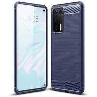 CARBON CASE FLEXIBLE COVER TPU CASE FOR HUAWEI P40 BLUE