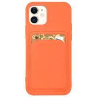 CARD CASE SILICONE WALLET CASE WITH CARD HOLDER DOCUMENTS FOR IPHONE 11 PRO ORANGE