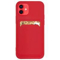 CARD CASE SILICONE WALLET CASE WITH CARD HOLDER DOCUMENTS FOR IPHONE 13 MINI RED