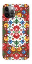 CASEGADGET CASE OVERPRINT FOLK FLOWERS ON RED IPHONE 12 PRO MAX