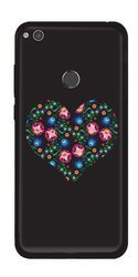 CASEGADGET CASE OVERPRINT FOLK HEART BLACK FLOWERS HUAWEI P8 LITE 2017 / P9 LITE 2017