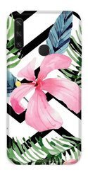 CASEGADGET CASE OVERPRINT PINK FLOWER AND LEAVES HUAWEI Y6P