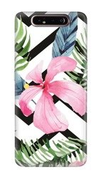 CASEGADGET CASE OVERPRINT PINK FLOWER AND LEAVES SAMSUNG GALAXY A80 / A90