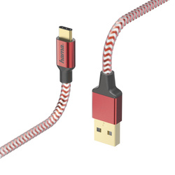 CHARGING CABLE / DATE "REFLEDED" USB TYPE-C-USB-A, 1.5M, RED