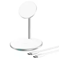 CHOETECH QI 15W WIRELESS CHARGER FOR IPHONE AND AIRPODS MAGNETIC HOLDER COMPATIBLE WITH MAGSAFE SILVER (T581-F)