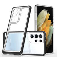 CLEAR 3IN1 CASE FOR SAMSUNG GALAXY S21 ULTRA 5G FRAME GEL COVER BLACK