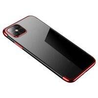 CLEAR COLOR CASE GEL TPU ELECTROPLATING FRAME COVER FOR SAMSUNG GALAXY S21 ULTRA 5G RED