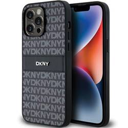 DKNY DKHCP14LPRTHSLK iPhone 14 Pro 6.1" czarny/black hardcase Leather Mono Stripe & Metal Logo