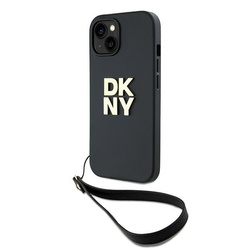 DKNY DKHCP14SPBSWSK IPHONE 14 / 15 / 13 6.1" BLACK/BLACK HARDCASE WRIST STRAP STOCK LOGO