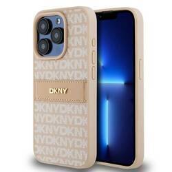 DKNY DKHCP15LPRTHSLP iPhone 15 Pro 6.1" różowy/pink hardcase Leather Mono Stripe & Metal Logo