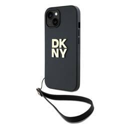 DKNY DKHCP15SPBSWSK IPHONE 15 / 14 /13 6.1" BLACK/BLACK HARDCASE WRIST STRAP STOCK LOGO