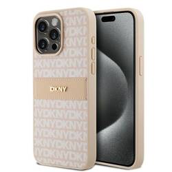 DKNY DKHCP15XPRTHSLP iPhone 15 Pro Max 6.7" różowy/pink hardcase Leather Mono Stripe & Metal Logo