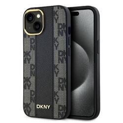 DKNY DKHMP14SPCPVSLK iPhone 14 / 15 / 13 6.1" czarny/black hardcase Leather Checkered Mono Pattern MagSafe