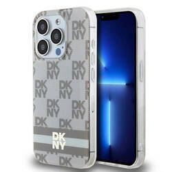 DKNY DKHMP15XHCPTSE iPhone 15 Pro Max 6.7" beżowy/beige hardcase IML Checkered Mono Pattern & Printed Stripes MagSafe