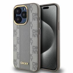 DKNY DKHMP15XPCPVSLE iPhone 15 Pro Max 6.7" beżowy/beige hardcase Leather Checkered Mono Pattern MagSafe