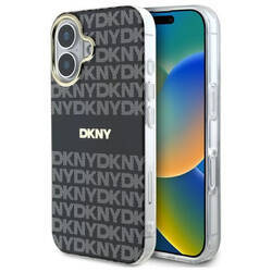 DKNY DKHMP16SHRHSEK iPhone 16 6.1"        czarny/black hardcase Repeat Texture Pattern With Stripe