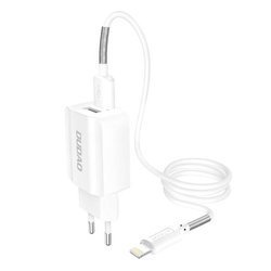 DUDAO EU 2X USB 5V / 2.4A NETWORK CHARGER + LIGHTNING WHITE CABLE