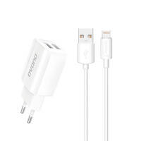 DUDAO EU WALL CHARGER 2X USB 5V / 2.4A + LIGHTNING CABLE WHITE (A2EU + LIGHTNING WHITE)