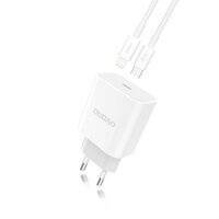 DUDAO FAST EU USB TYPE C POWER DELIVERY 18W CHARGER + CABLE USB TYPE C / LIGHTNING CABLE 1M WHITE (A8EU + PD CABLE WHITE)