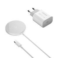 DUDAO KIT 15W MAGNETIC WIRELESS CHARGER QI AND 20W AC CHARGER (MAGSAFE COMPATIBLE) WHITE (A12XS)