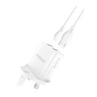 DUDAO NETWORK CHARGER UK (UNITED KINGDOM) 2XUSB-A 2.4A WHITE + USB-A CABLE-LIGHTNING WHITE