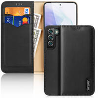 DUX DUCIS HIVO LEATHER FLIP COVER GENUINE LEATHER WALLET FOR CARDS AND DOCUMENTS SAMSUNG GALAXY S22 + (S22 PLUS) BLACK