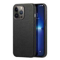 DUX DUCIS ROMA LEATHER CASE FOR IPHONE 13 PRO ELEGANT GENUINE LEATHER BLACK CASE